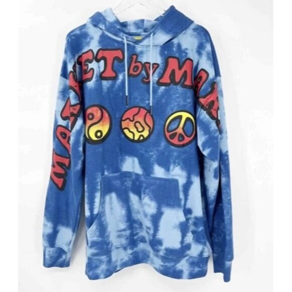 Market Cali Lock Tie Dye Y2K Hoodie Small Blue NWT - Picture 1 of 5